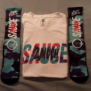 2 much sauce tee/sock combo camo
